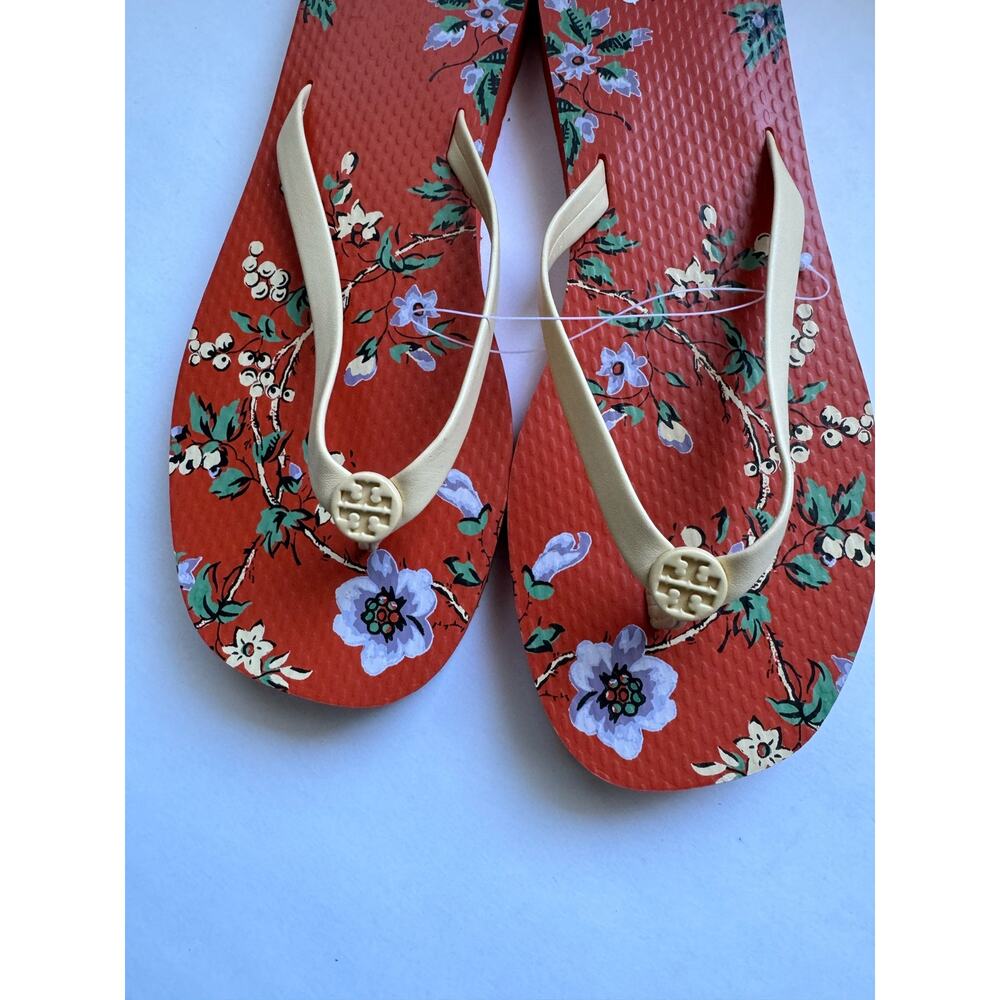 Tory Burch Orange Floral Sandals